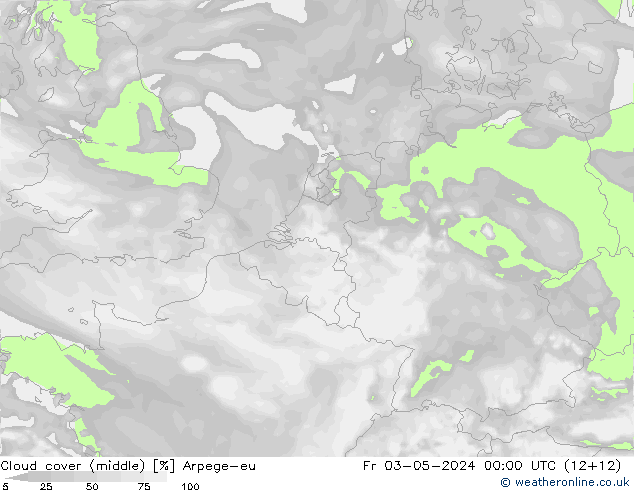 Cloud cover (middle) Arpege-eu Fr 03.05.2024 00 UTC