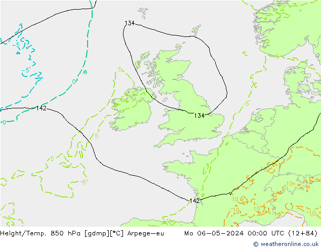 Height/Temp. 850 hPa Arpege-eu lun 06.05.2024 00 UTC