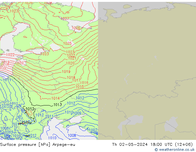 pressão do solo Arpege-eu Qui 02.05.2024 18 UTC