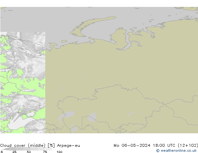 Cloud cover (middle) Arpege-eu Mo 06.05.2024 18 UTC