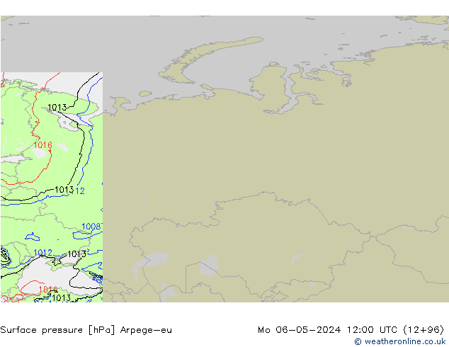 Surface pressure Arpege-eu Mo 06.05.2024 12 UTC