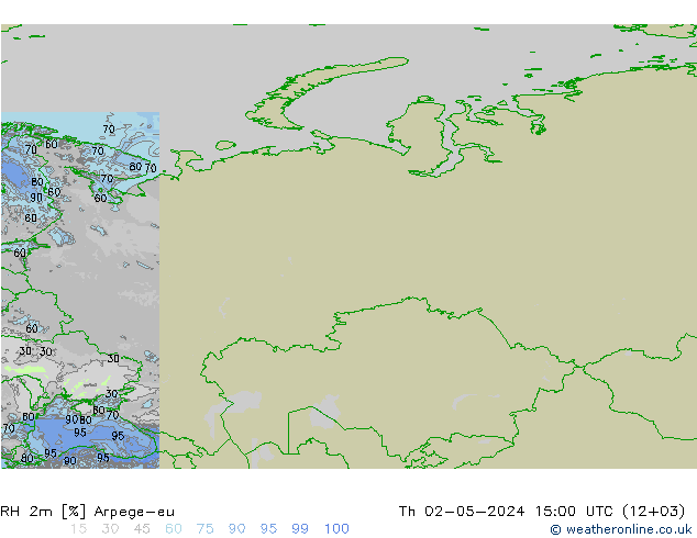 RH 2m Arpege-eu чт 02.05.2024 15 UTC