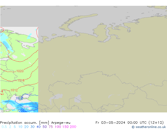 Precipitation accum. Arpege-eu пт 03.05.2024 00 UTC