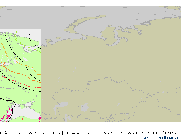 Height/Temp. 700 гПа Arpege-eu пн 06.05.2024 12 UTC