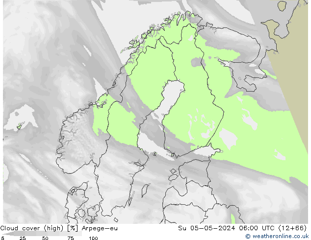 zachmurzenie (wysokie) Arpege-eu nie. 05.05.2024 06 UTC