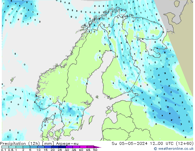 Precipitation (12h) Arpege-eu Su 05.05.2024 00 UTC