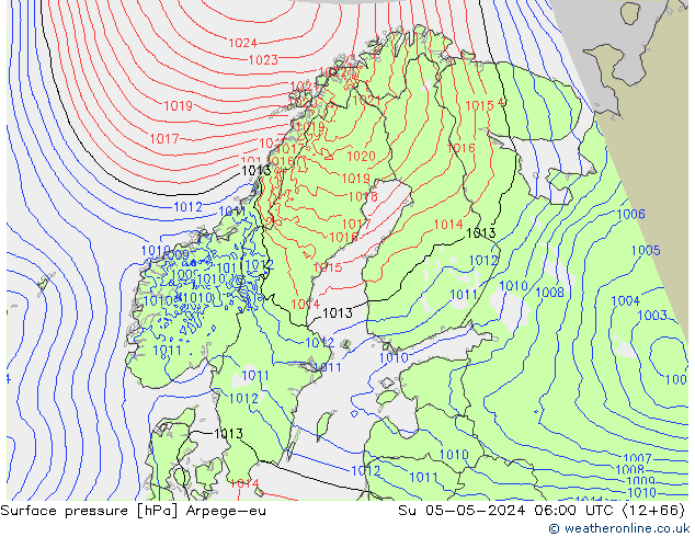 pressão do solo Arpege-eu Dom 05.05.2024 06 UTC