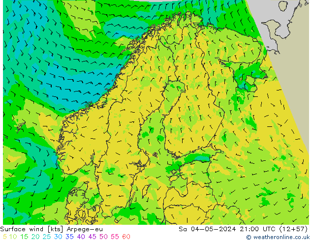 Surface wind Arpege-eu Sa 04.05.2024 21 UTC