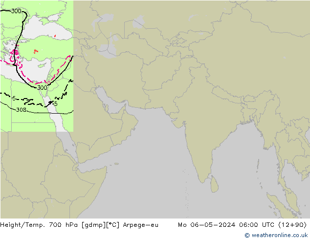 Height/Temp. 700 hPa Arpege-eu Mo 06.05.2024 06 UTC