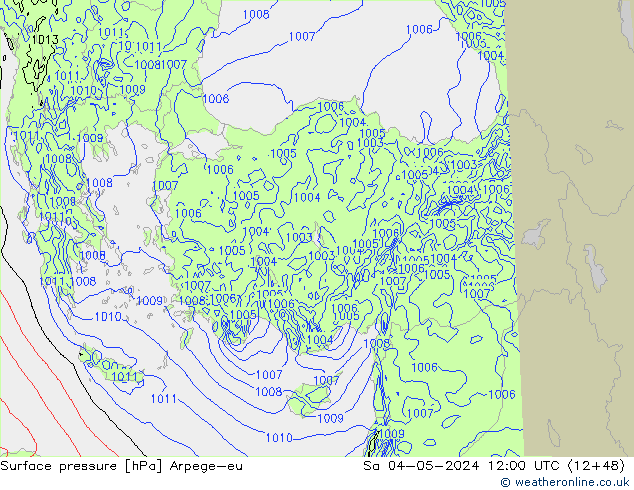 Yer basıncı Arpege-eu Cts 04.05.2024 12 UTC