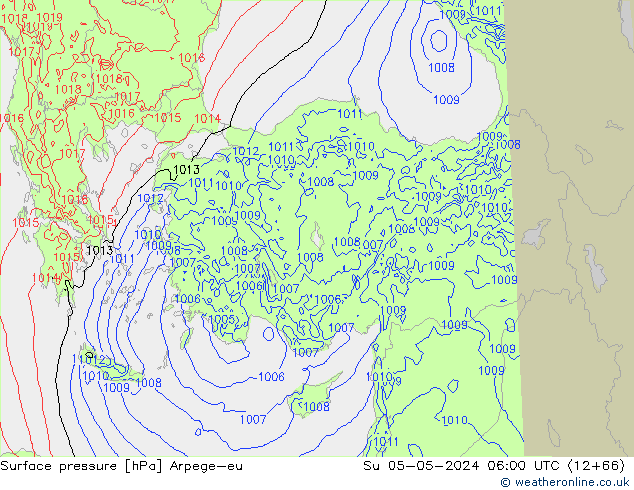 Surface pressure Arpege-eu Su 05.05.2024 06 UTC