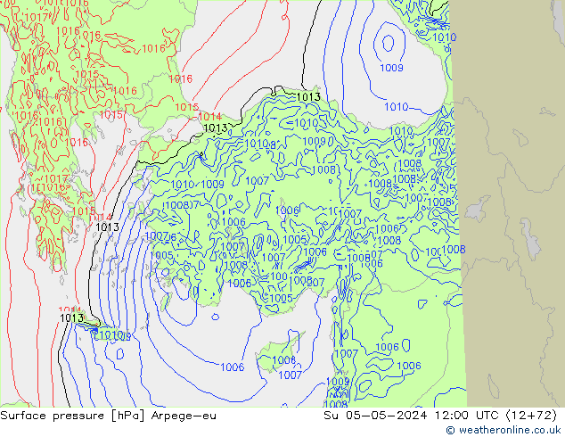 Surface pressure Arpege-eu Su 05.05.2024 12 UTC