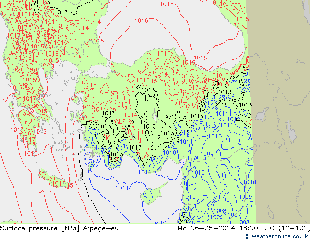 pressão do solo Arpege-eu Seg 06.05.2024 18 UTC