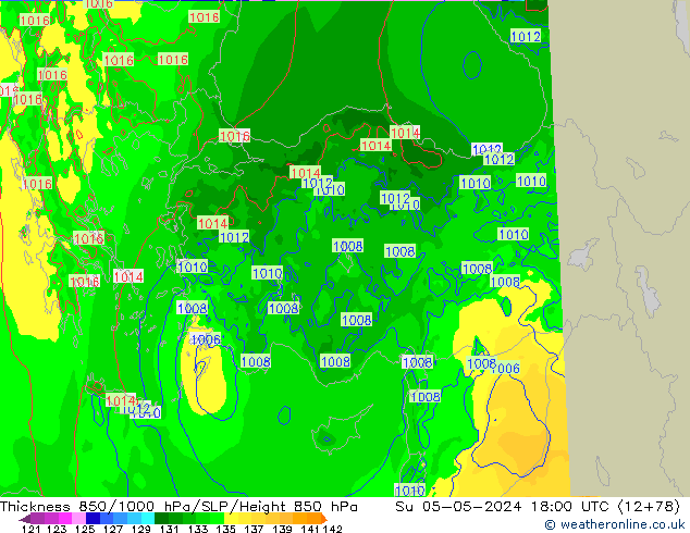 Thck 850-1000 hPa Arpege-eu Dom 05.05.2024 18 UTC