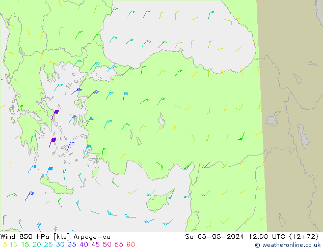 Wind 850 hPa Arpege-eu So 05.05.2024 12 UTC