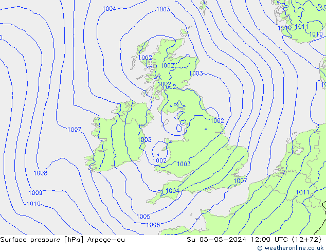 Luchtdruk (Grond) Arpege-eu zo 05.05.2024 12 UTC