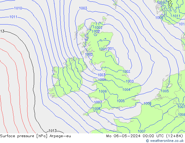 Atmosférický tlak Arpege-eu Po 06.05.2024 00 UTC