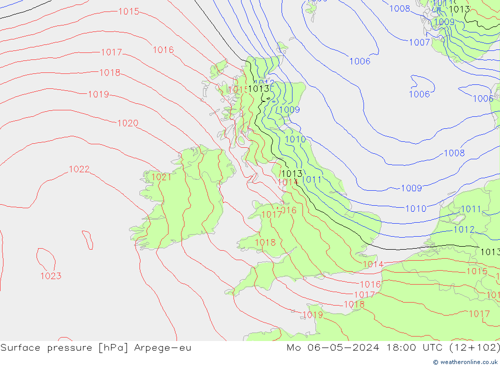 приземное давление Arpege-eu пн 06.05.2024 18 UTC