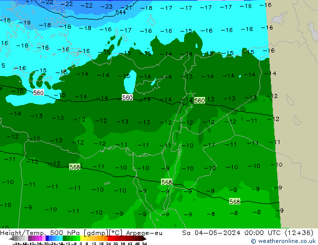 Height/Temp. 500 hPa Arpege-eu Sa 04.05.2024 00 UTC