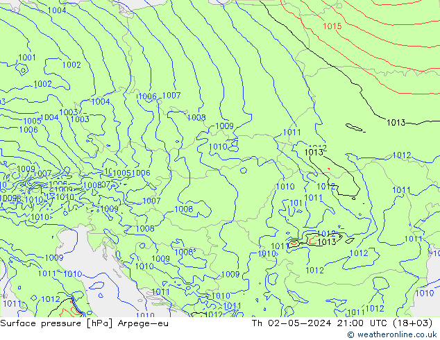 Surface pressure Arpege-eu Th 02.05.2024 21 UTC