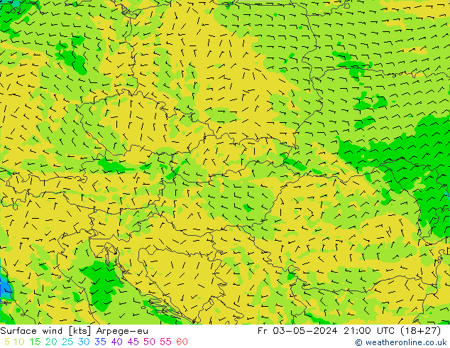 Rüzgar 10 m Arpege-eu Cu 03.05.2024 21 UTC