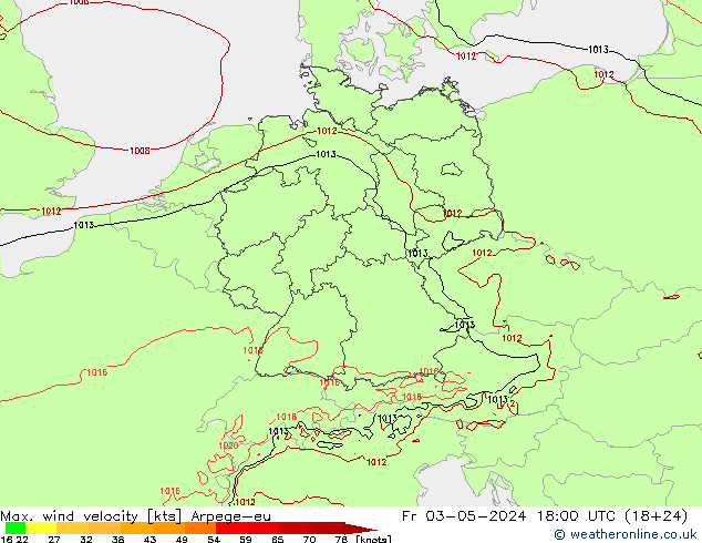Maks. Rüzgar Hızı Arpege-eu Cu 03.05.2024 18 UTC