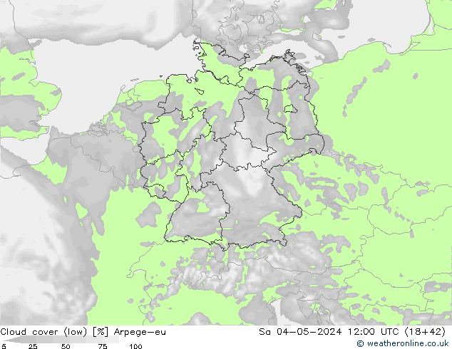 Bewolking (Laag) Arpege-eu za 04.05.2024 12 UTC