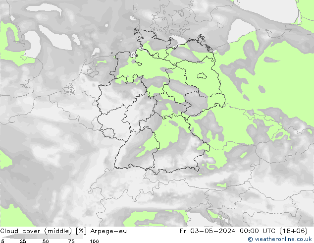 Cloud cover (middle) Arpege-eu Fr 03.05.2024 00 UTC
