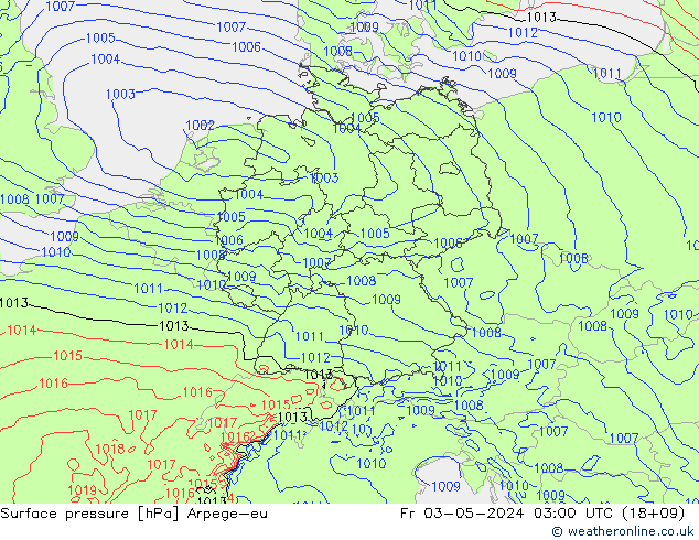 Surface pressure Arpege-eu Fr 03.05.2024 03 UTC