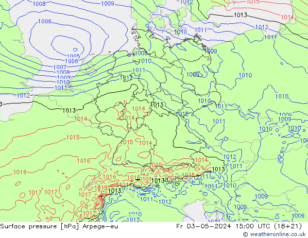 Bodendruck Arpege-eu Fr 03.05.2024 15 UTC