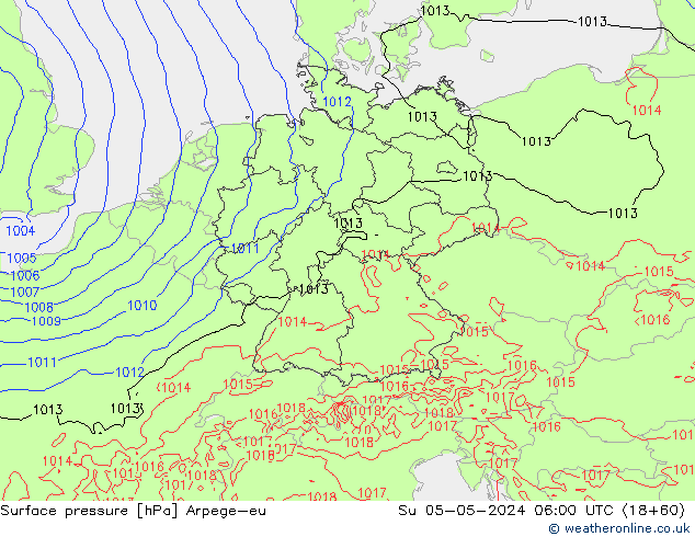 Surface pressure Arpege-eu Su 05.05.2024 06 UTC