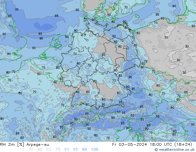 RH 2m Arpege-eu Fr 03.05.2024 18 UTC