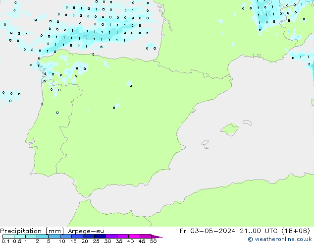 Precipitación Arpege-eu vie 03.05.2024 00 UTC