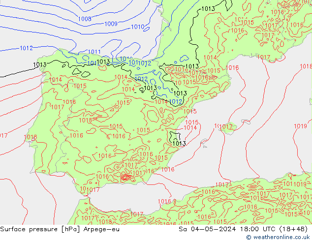 Luchtdruk (Grond) Arpege-eu za 04.05.2024 18 UTC