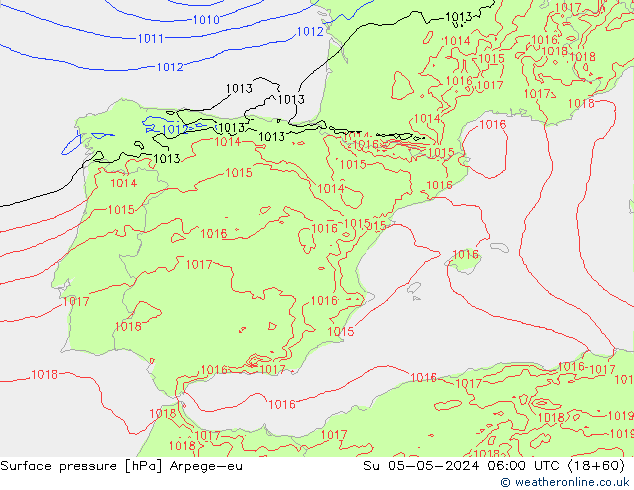 Yer basıncı Arpege-eu Paz 05.05.2024 06 UTC