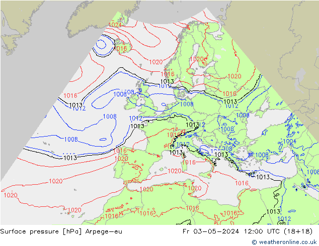 Bodendruck Arpege-eu Fr 03.05.2024 12 UTC