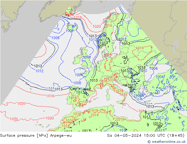 Surface pressure Arpege-eu Sa 04.05.2024 15 UTC