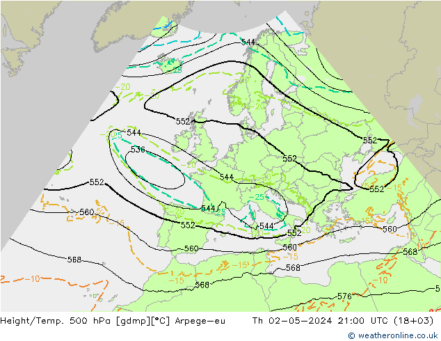 Yükseklik/Sıc. 500 hPa Arpege-eu Per 02.05.2024 21 UTC