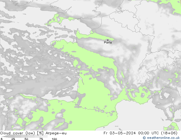 zachmurzenie (niskie) Arpege-eu pt. 03.05.2024 00 UTC