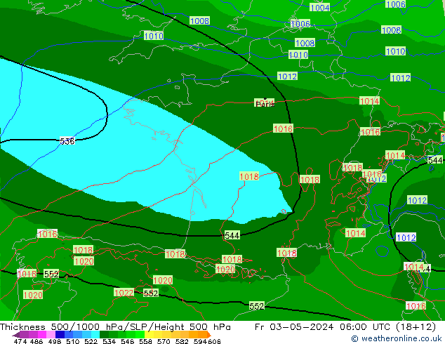 Thck 500-1000hPa Arpege-eu Sex 03.05.2024 06 UTC