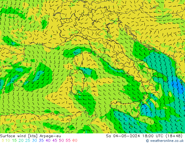 Surface wind Arpege-eu So 04.05.2024 18 UTC