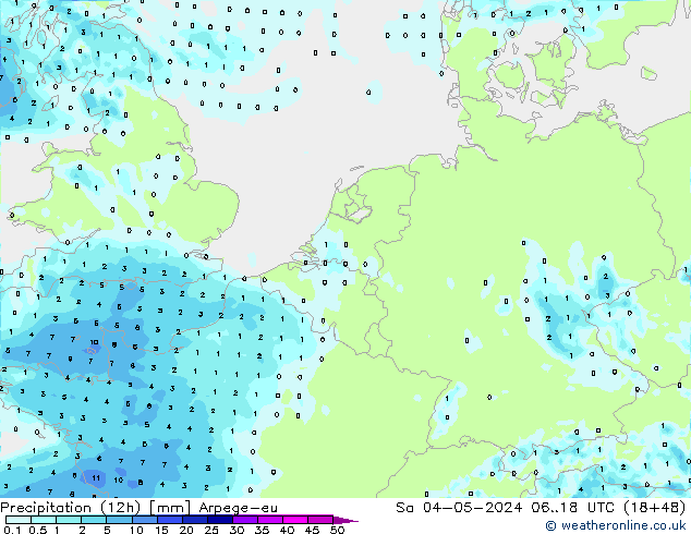 Precipitation (12h) Arpege-eu Sa 04.05.2024 18 UTC