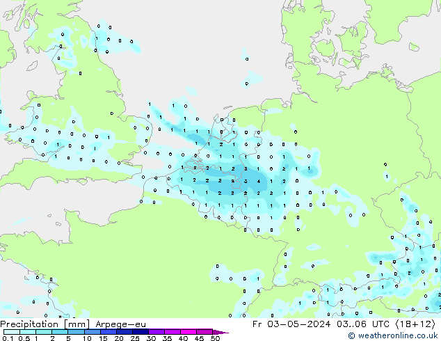 Niederschlag Arpege-eu Fr 03.05.2024 06 UTC