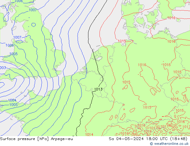 приземное давление Arpege-eu сб 04.05.2024 18 UTC