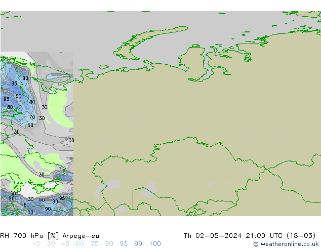 RH 700 hPa Arpege-eu Do 02.05.2024 21 UTC
