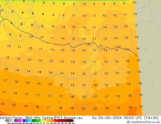 Hoogte/Temp. 850 hPa Arpege-eu za 04.05.2024 00 UTC