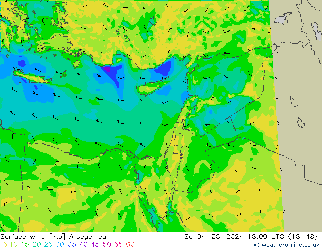 ветер 10 m Arpege-eu сб 04.05.2024 18 UTC