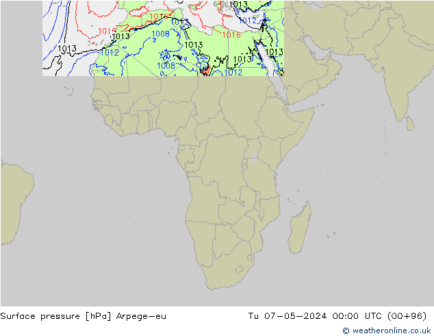Bodendruck Arpege-eu Di 07.05.2024 00 UTC