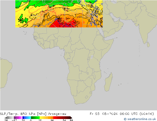 SLP/Temp. 850 hPa Arpege-eu pt. 03.05.2024 06 UTC