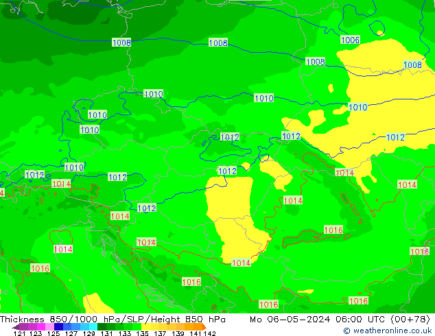 Thck 850-1000 hPa Arpege-eu Mo 06.05.2024 06 UTC